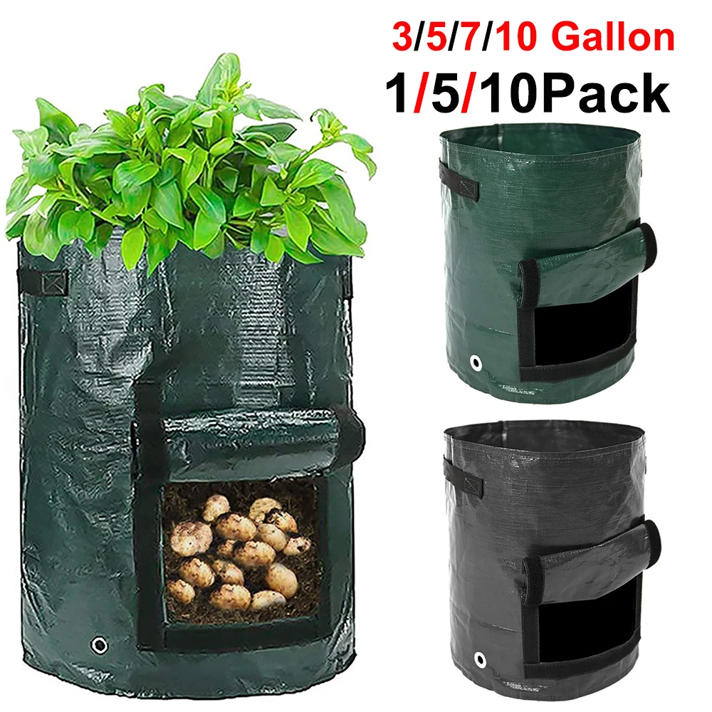 Flower Pots & Planters Potato Grow Container Bag DIY Planter PE Fabrics Planting Vegetable Gardening Thicken Pot Planting Grow Bag Garden Tools D30 wicker plant pot