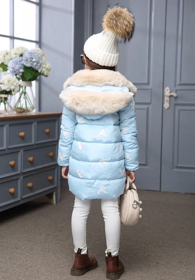 Warm girls winter coats fashion style children parka thick cotton-padded hooded winter jackets for girls kids outerwears clothes