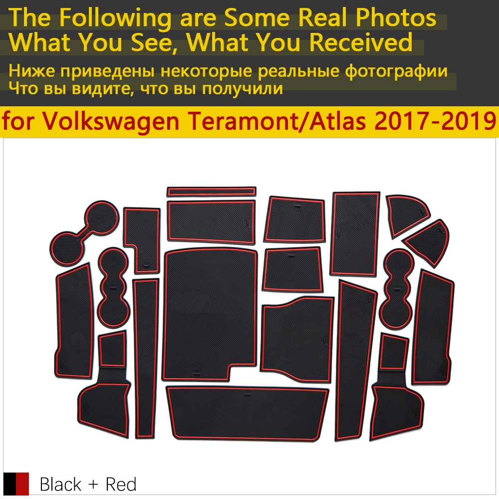 Противоскользящие резиновые чашки подушки двери паз коврик для VW Teramont Atlas Volkswagen внутренний~ аксессуары коврик для телефона