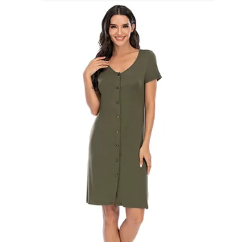 

Short Sleeve Nightgowns for Women Soft Sleepwear Button Down Sleep Shirt Dress Women's Night Shirt V-Neck Sleepwear Night Dress
