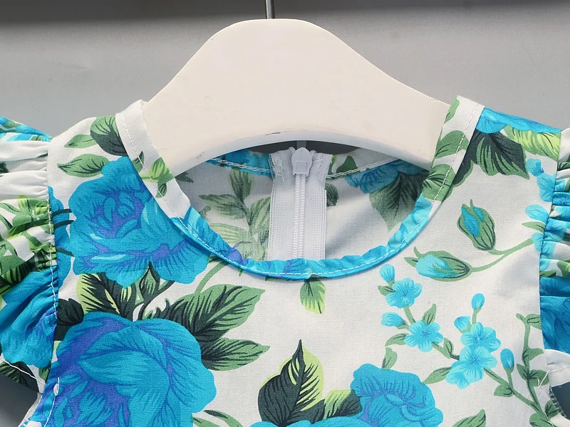 Girls Summer New Dress Flower Floral Pattern Baby Cotton Girl Dress Princess