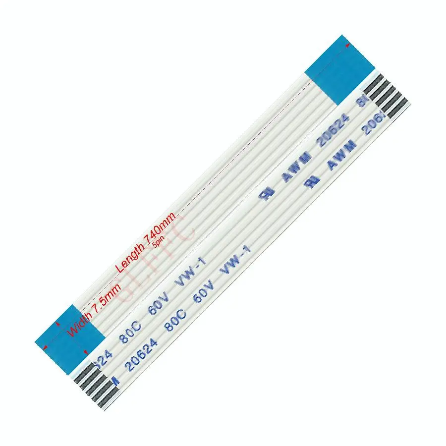 5pin 1,25 шаг 130 мм-1000 мм a-тип Гибкий плоский кабель FFC awm 20624 ROHS для ttl lcd DVD Компьютера - Цвет: 700