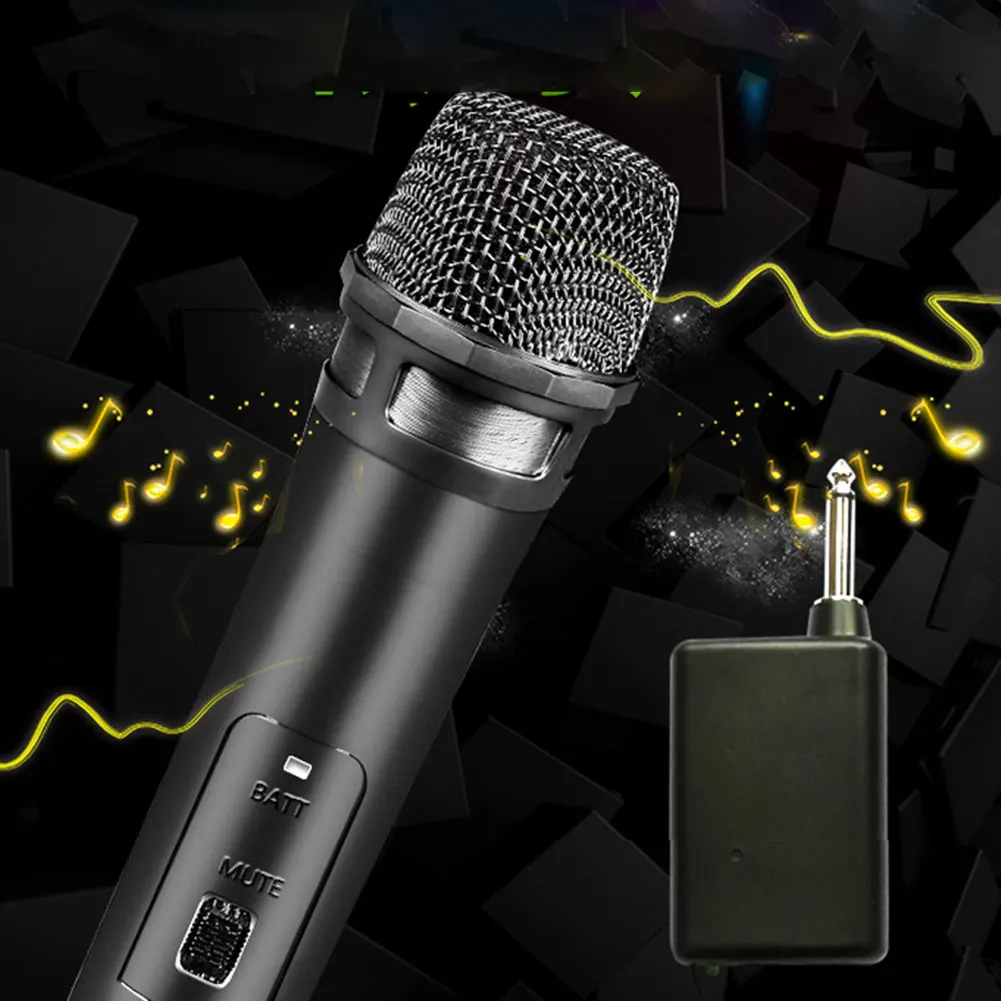 Колонки вечеринки микрофон для пения на батарейках открытый сценический Plug And Play динамическое домашнее портативное караоке запись беспроводной - Цвет: Черный