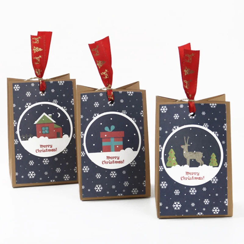 

Kraft Paper Storage Bags Christmas Children Event Party Present Storing Mini Foods Candy Chocolates Cookies Gift Bag