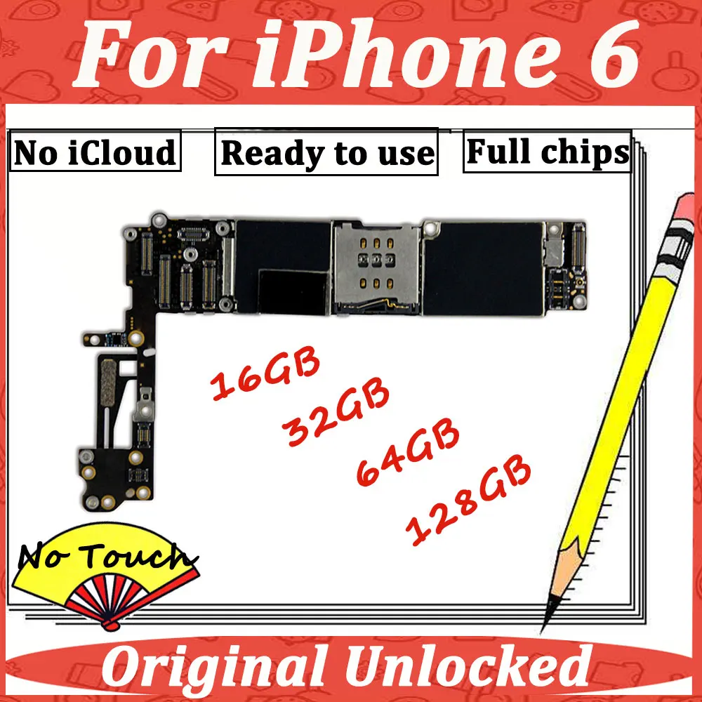 Платы IOS для iPhone 6 4,7 ''оригинальная материнская плата 16g 32g 64g 128G материнская плата логическая компактная материнская плата разблокированная iCloud