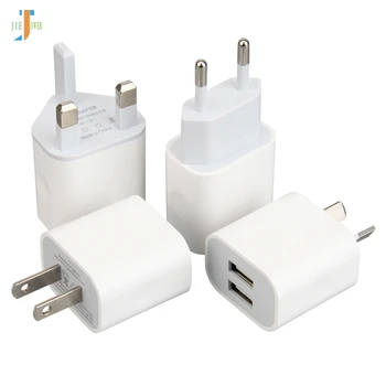 

300pcs/lot AU EU UK US Plug Two USB Ports Mobile Phone Charger DC 5V 2A Adapter for IPhone IPad Samsung Mobile Phone Tablet PC