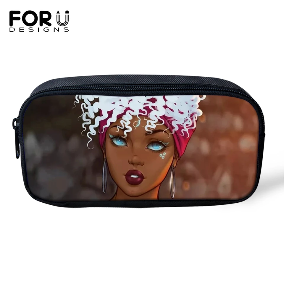 FORUDESIGNS/Детские пеналы с рисунками для девочек в африканском стиле, дорожные косметички для девочек, дизайнерские пеналы для ручек