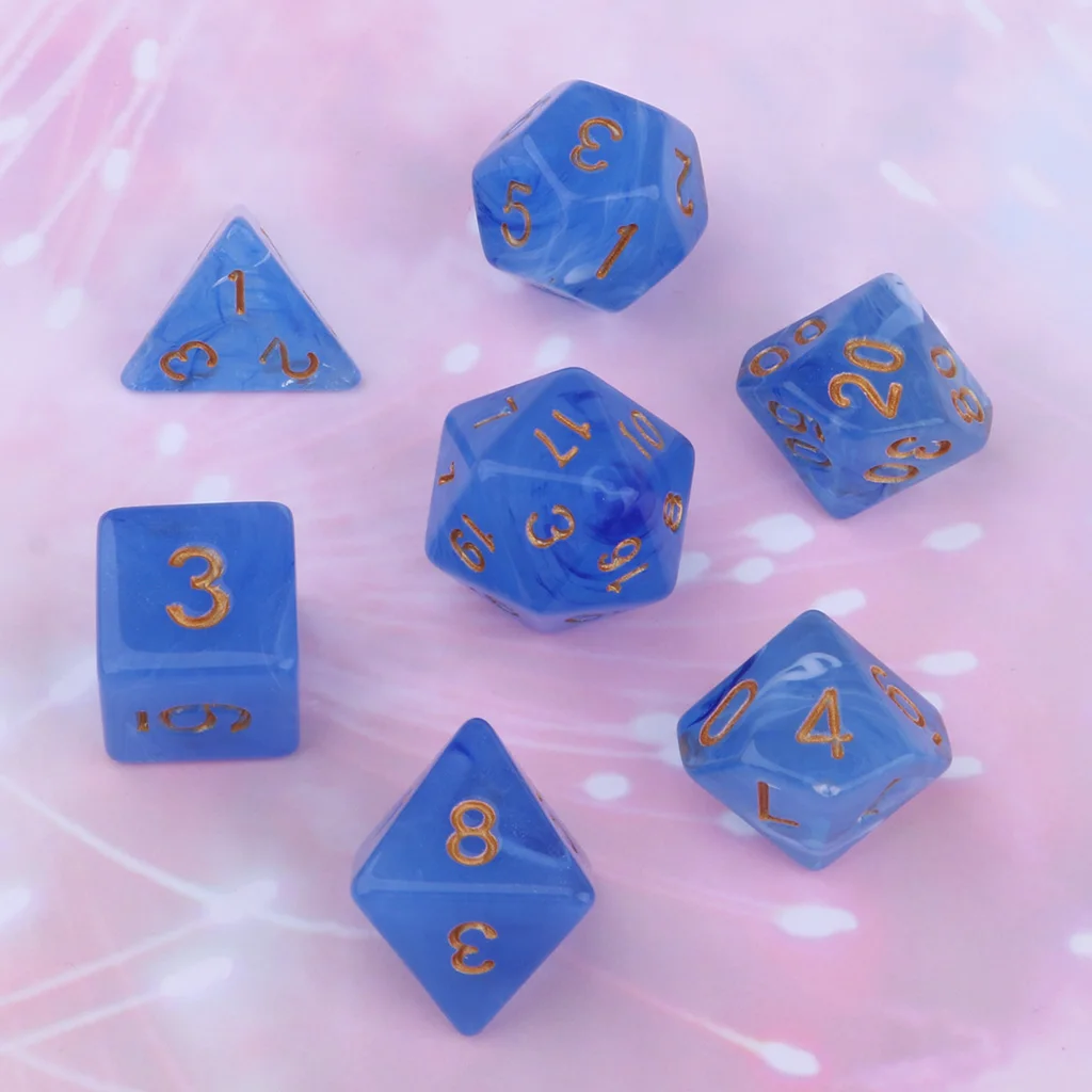 Gem Acrylic Polyhedral Dice for Dungeons and Dragons D4 Dice Cup Games Pack of 7, 1.6cm Length, Good for Dice Game Lovers.