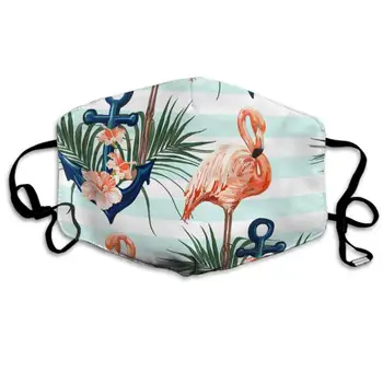 

Anchor Palm Tree Flamingo Dustproof Earloop Face Masks for Women Men, Pollen Climbing Climbing Half Face Mouth Mask - Anti