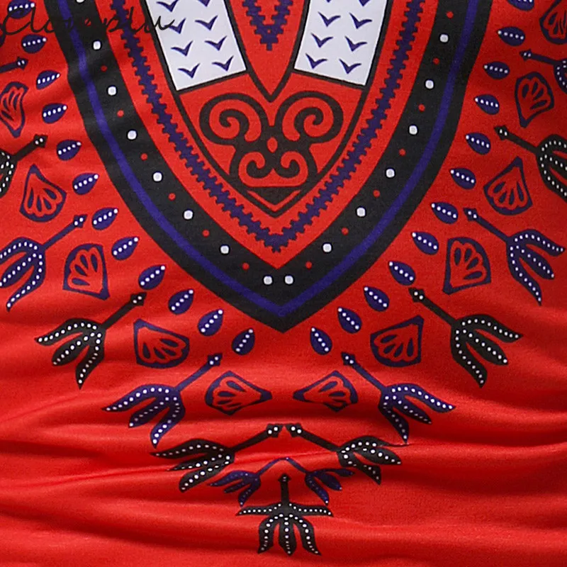 Clomplu Новая модная африканская Дашики одежда футболка высокого качества Мужская одежда в африканском стиле традиционные рубашки с короткими рукавами с принтом красного цвета