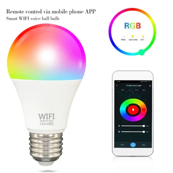 

1pc 9W Wifi Smart Light Bulb LED Tuya Bulbs Dimmable RGBCW Smart Light E27 B22 Voice Control Work RGB Bulb with Alexa Google New