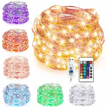 

USB LED String Lights 7M/10M Holiday Fairy Lights with remote control timing 16 colors Waterproof For Christmas Party