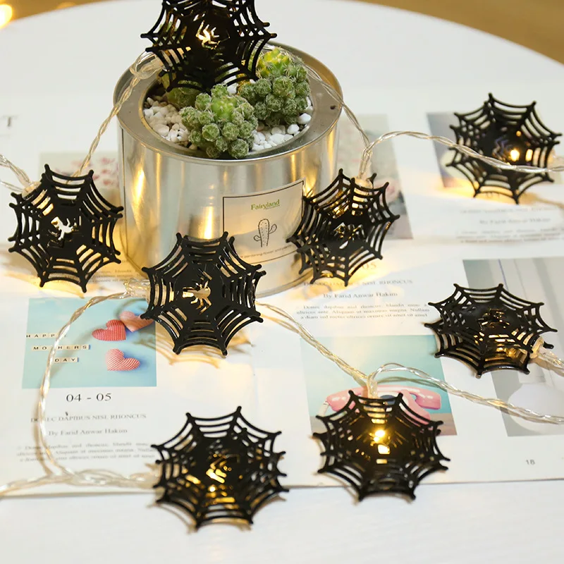 Led Halloween series spider web lamp string ghost festival terror decorative battery color | Освещение