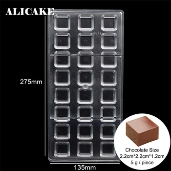 

3D Chocolate Candy Bar Molds Square Fondant Forms Polycarbonate Plastic Tray Moldes Cake Baking Pastry Bakery Baker Tools Moulds