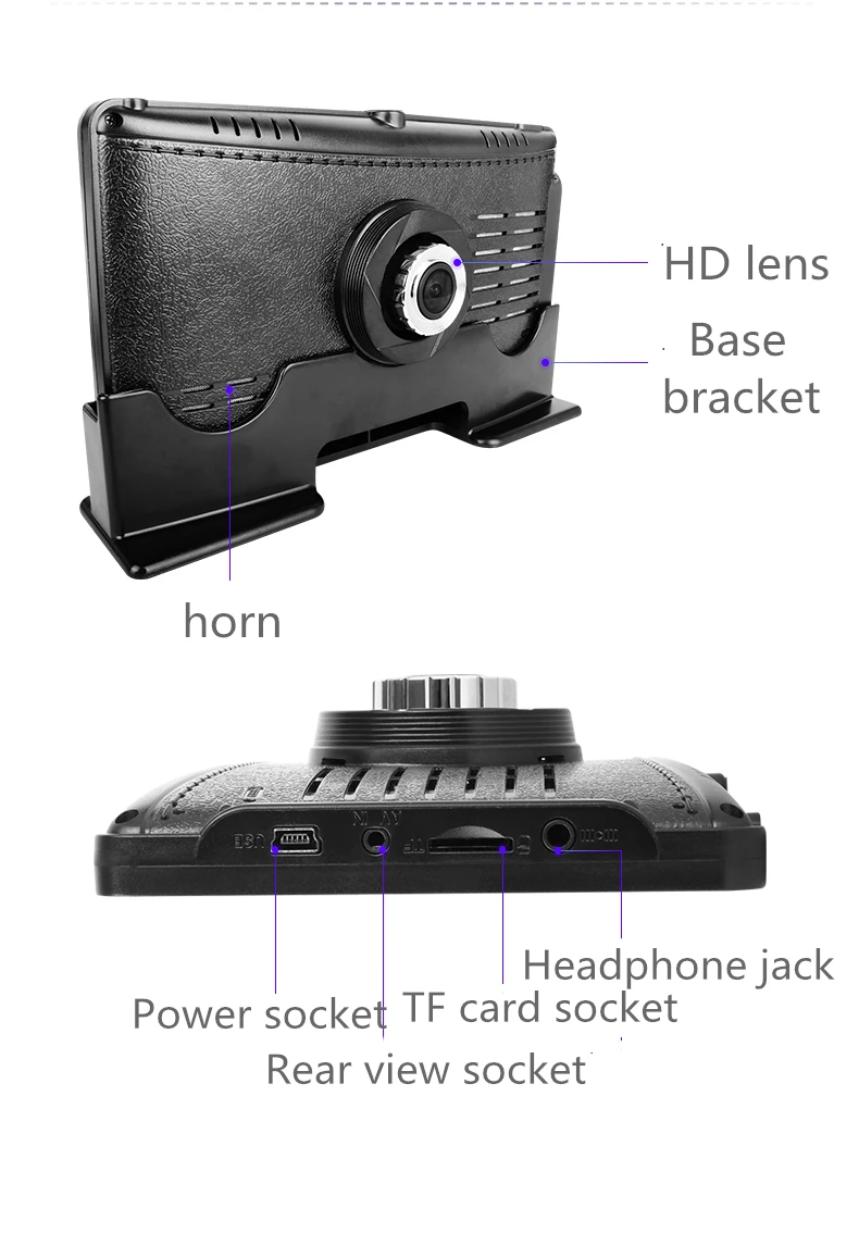 Dash камера HD 1024*600 7 дюймов Экран Фронтальная резервная камера резервная DVR Запись для грузового автобуса