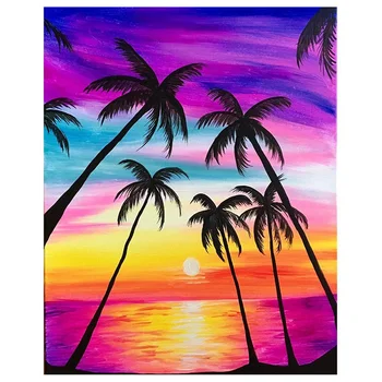 

DIY 5D Diamond Painting,By Number Kits Crafts & Sewing Cross Stitch Wall Stickers ,Coconut Tree