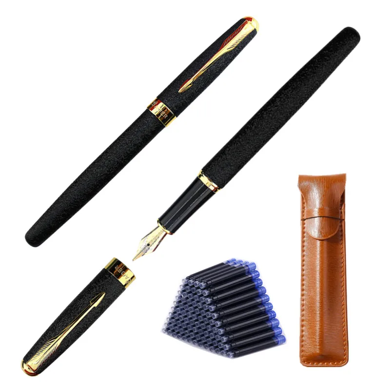 

BAOER 388 Stainless steel Business Calligraphy Fountain Pen Gold Sword Hook Trim New