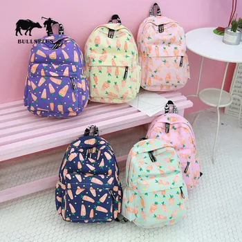 

Canvas Double Shoulder Wrapped Women's College Students'School Bags Edition Small Fresh Back Tide Tide Three-piece Set Backpack
