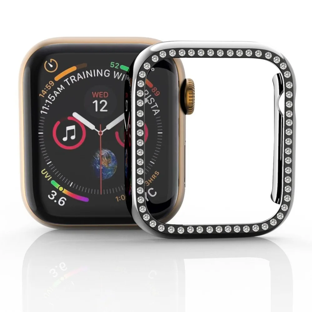 Для Apple Watch 4, 5 поколения, водостойкий, с бриллиантами, Улучшенный чехол для ПК 38, 42, 40, 44 мм, защитный чехол для умных часов
