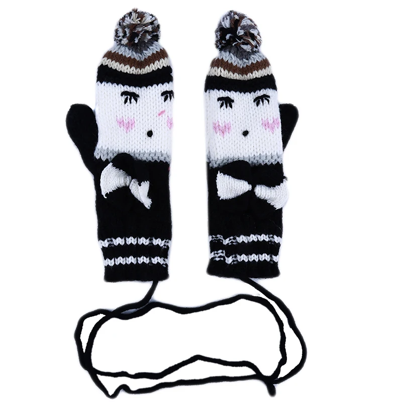 Зимние Мультяшные перчатки на полный палец, варежки для женщин, Invierno Mujer, акриловые теплые плотные перчатки, модные наручные перчатки для девочек