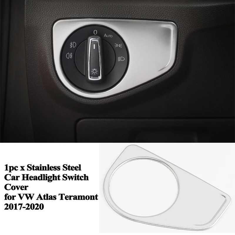 

1pc Car Headlight Switch Cover Trim Sequin Decoration Sticker Styling Car Accessories for VW Volkswagen Atlas Teramont 2017-2020