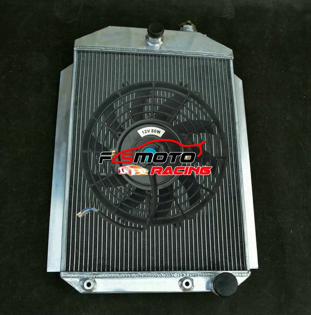 3 Row Aluminum Radiator + Fan For Chevy Hot Street Rod Car 350 5.7 V8