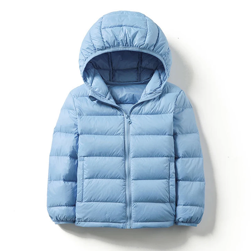0-10℃ Kids Duck Down Jackets Hooded Winter Coats Boys Girls Portable Windproof Puffy Parkas 13T 14T