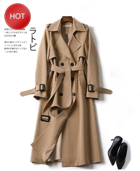 

women Autumn winter casual solid jacket double breasted windbreaker top Korean office warm elegant vintage cloak overcoats