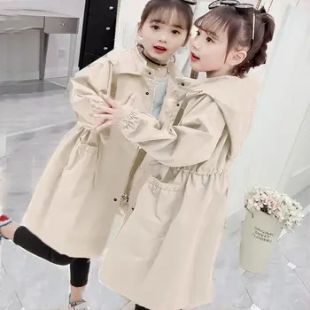 

11 Girls Windbreaker 2020 New Fashion Spring and Autumn Models Children Students Loose Mid-length Coats Autumn Models Tide
