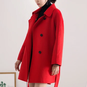 

coat of new fund of 2020 autumn winters is female in han edition Hepburn wind long wool woolen cloth cloth coat