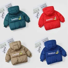 Новая детская утепленная пуховая хлопковая теплая куртка с капюшоном для маленьких детей зимнее пальто для мальчиков и девочек