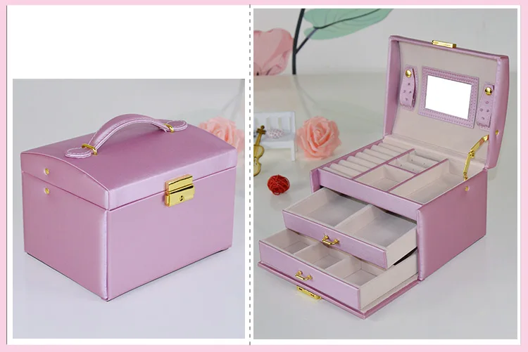 Корейский стиль украшений шкатулка пу коробка для хранения для ювелирных изделий Макияж Дело ювелирные изделия Организатор коробки контейнера подарок для свадьбы дня рождения