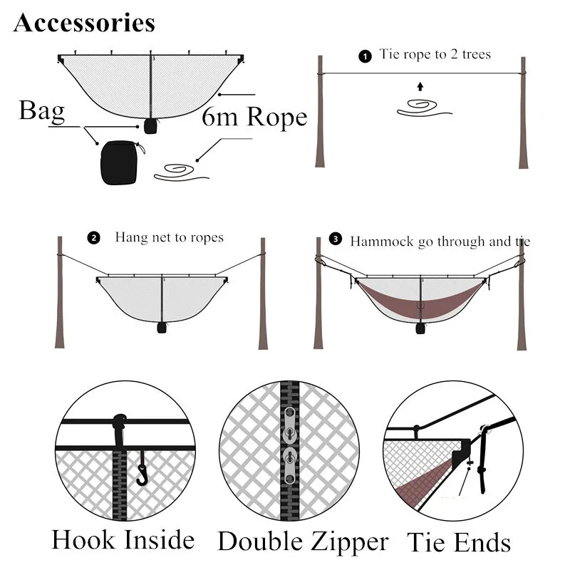 134x55 Inch Outdoor Portable Hammock Bed Nets Camping Double Mosquito Nets Mosquito Nets Encrypted Mesh Easy To Install Lightwei