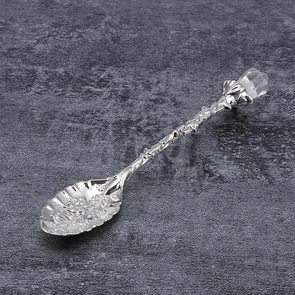 Винтажная чайная ложка с кристаллическим узором для кофе резные дизайнерские