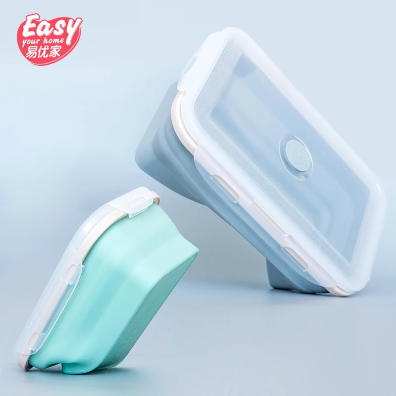 

Silicone Collapsible Lunch Box Food Storage Container Portable Picnic Camping Outdoor Colorful Folding Food Bento Lunch Box
