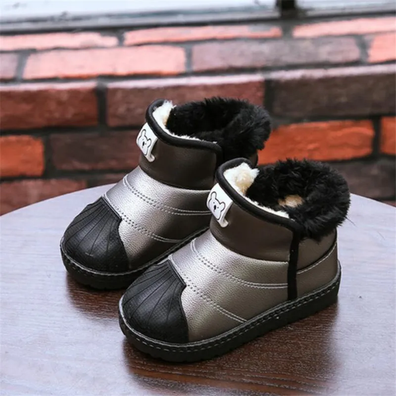 

Children's snow boots thick warm boys and girls boots shorts non-slip thick baby winter shoes soft bottom children's shoes