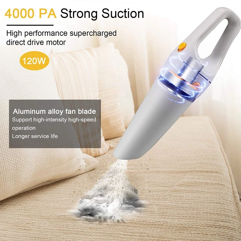 Handheld Vacuum Cordless, Rechargeable Portable Vacuum Cleaner, 12V 120W 7000Pa Powerful Wet And Dry Hand Vac For Home, Pet Hair