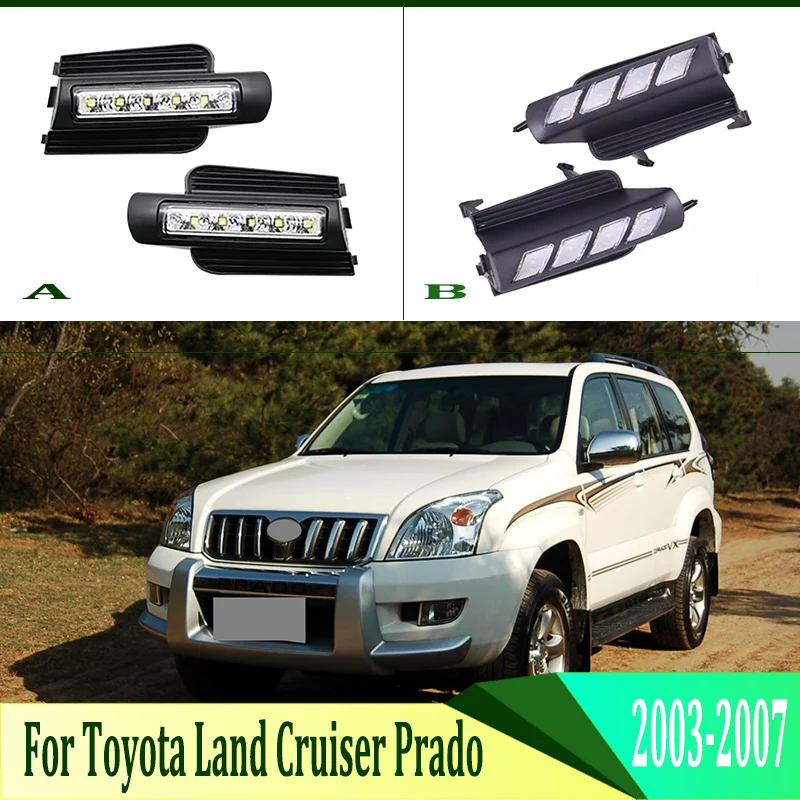 2 шт. для Toyota Land Cruiser Prado 2003-2007 6000K белый светильник Светодиодный дневной ходовой светильник DRL Автомобильная противотуманная фара