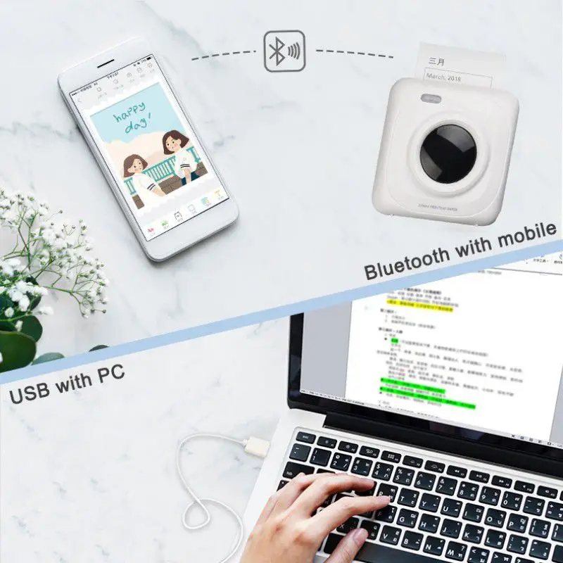 Горячий карманный портативный Bluetooth фотопринтер 300 dpi термоэтикетка наклейка принтер мобильный телефон для iOS Android Ручной