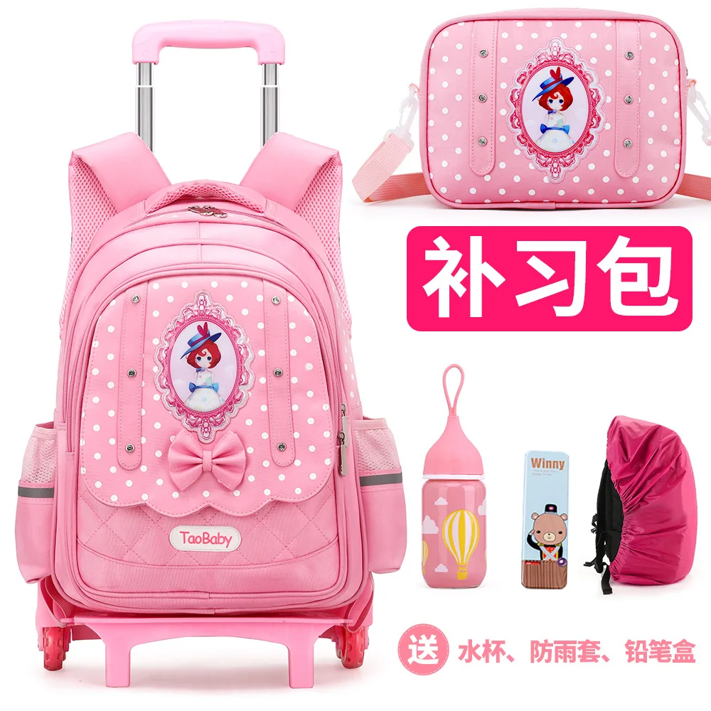 

Schoolbag for Elementary School Students Children Trolley Bag 3-4-6 Grade GIRL'S tuo la bao 6-12 a Year of Age Six-Wheeled Climb