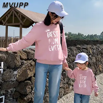 

family look mother daughter family sweatshirts mommy girl pink fashion lovely mommy and me big sister cute top Casual sweatshirt