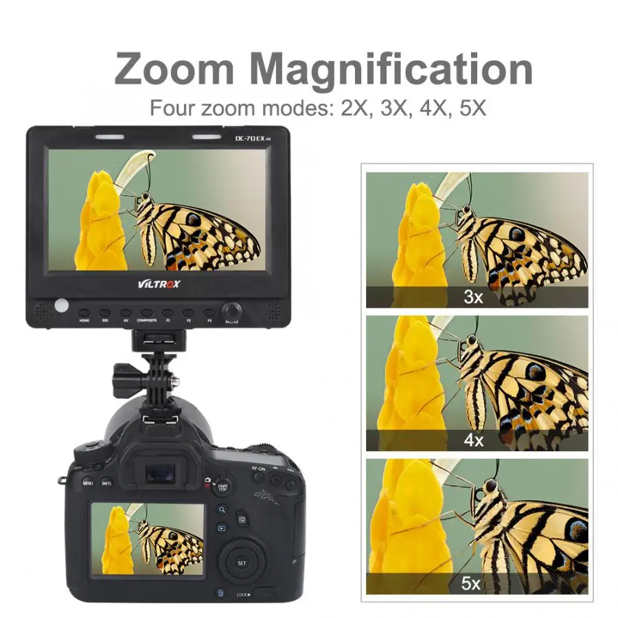 VILTROX DC-70EX 7 дюймов 4k HD 1024x600 HDMI SDI AV вход HD камера видео ЖК-дисплей монитор Cam