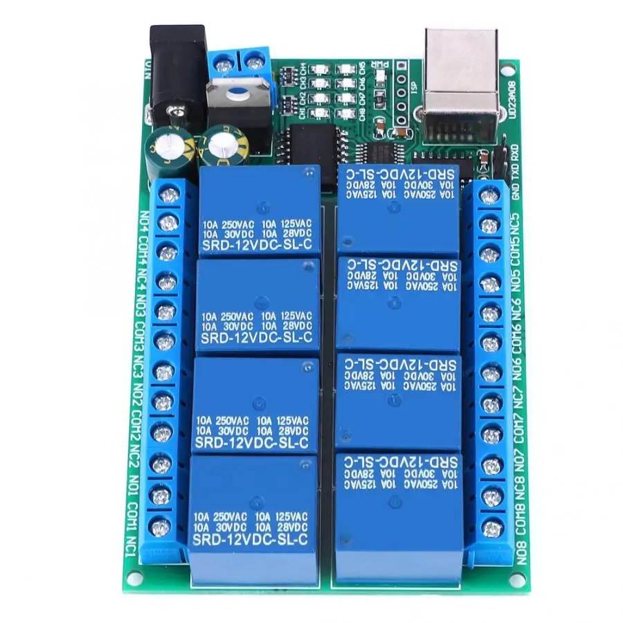 8-канальный сетевой видеорегистратор DC 12V релейный модуль мульти-Функция USB Управление; UART Порты и разъёмы Реле PLC моторный пульт дистанционного управления Управление модуль реле с самоблокировкой