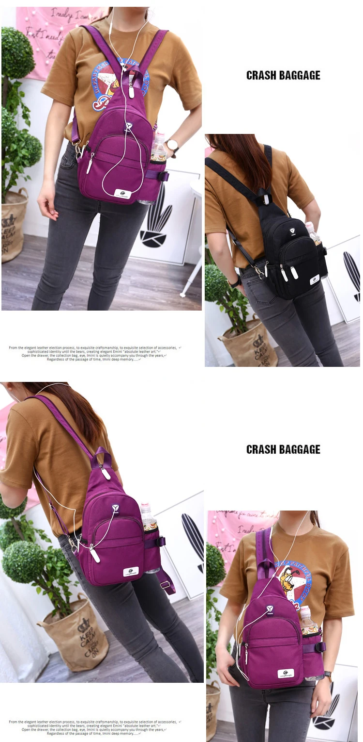 Crossbody Bags for Women Casual Nylon Chest Pack Korean Style Multifunctional Back Pack Travel Shoulder Bags Women's Handbags