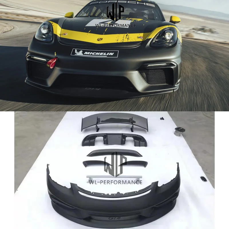 High Quality Car Body Kit Gt4 Style Front Bumper Rear Lip Rear Spoiler