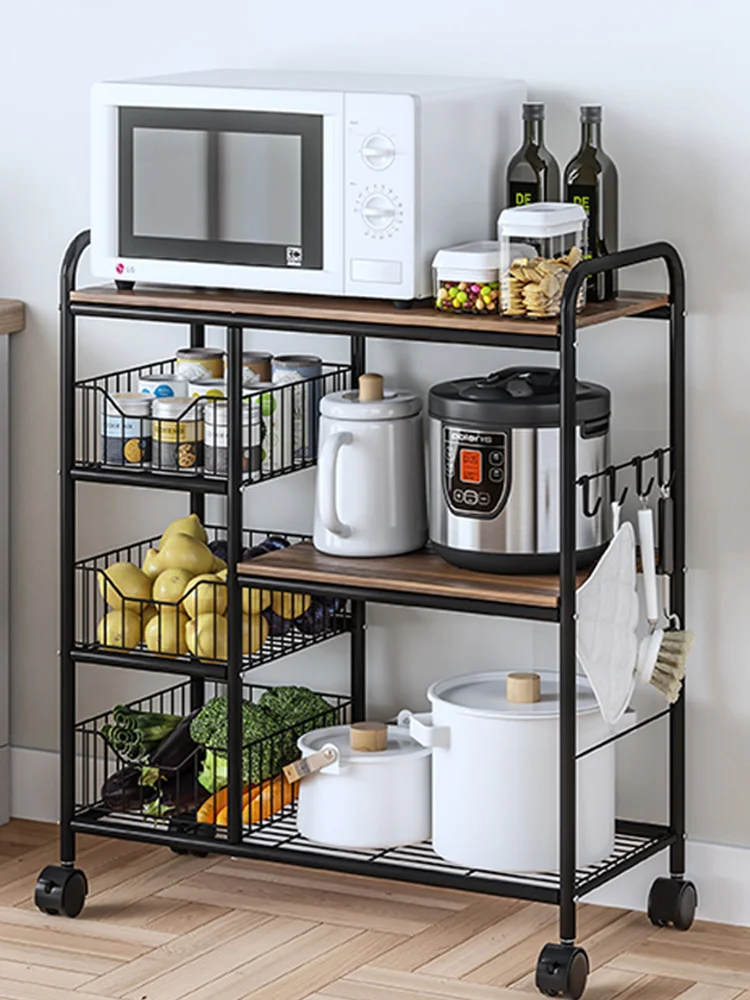 Kitchen Rack Storage Rack With Wheels Removable Trolley Oven