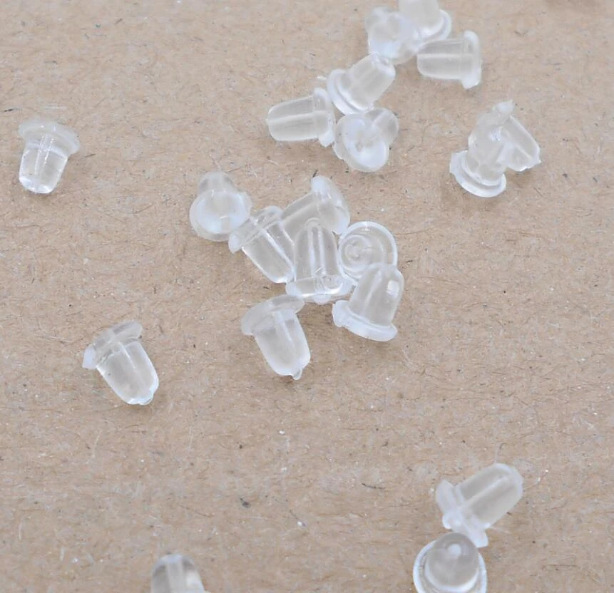 1000pcs/bag Clear Plastic Earwire Earnuts Clutch Bullet Earring Backs