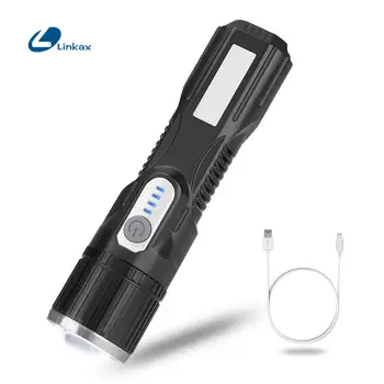 

Mini LED Flashlight Waterproof COB Torch Adjustable Focus use 18650 battery Lamp with Tripod Nuts Slot for Adventure Camping