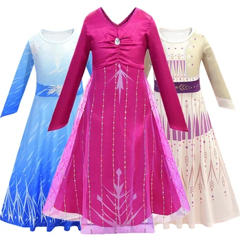 

2020 New Elsa 2 Cosplay Queen Dresses Elsa Costumes Princess Anna Dress Girls Party Vestidos Fantasia Kids christmas Clothing