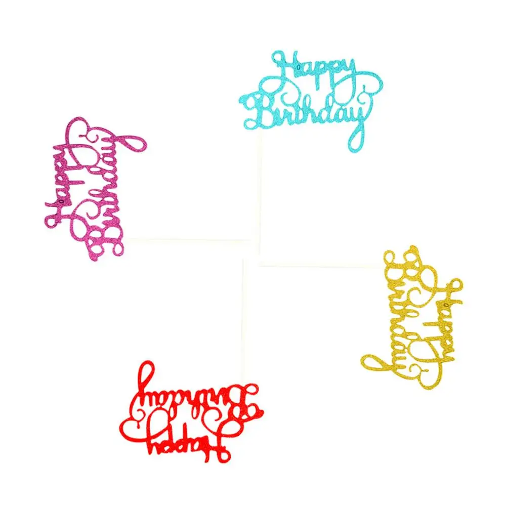 Christmas children Birthday cake card Glitter 3D Paper Happy Birthday Cake Topper Cupcake Dessert Decor Supplies cake insert@30